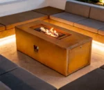 Outdoor Patio Corten Steel Rectangle Fire Pit Table Natural Rusted Powder Coated Eco-Friendly Gas Fire Pit