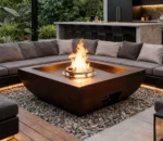 Outdoor Galvanized Steel Gas Fire Pit Gas Burner Propane Fire Pit