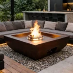 Outdoor Galvanized Steel Gas Fire Pit Gas Burner Propane Fire Pit
