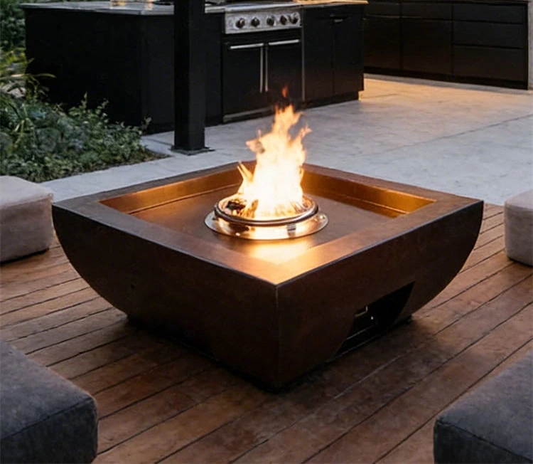 Outdoor Galvanized Steel Gas Fire Pit Gas Burner Propane Fire Pit