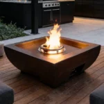 Outdoor Metal Gas Fire Pit Table Garden Galvanized Steel Smokeless Fire Pit