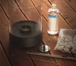 Indoor Outdoor Mini Personal Fire Pit Portable Fire Bowl Round Tabletop Bio Ethanol Fireplace with Glass Cover