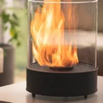 Indoor Outdoor Mini Personal Fire Pit Portable Fire Bowl Round Tabletop Bio Ethanol Fireplace with Glass Cover