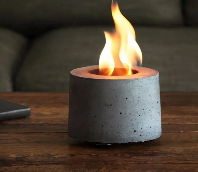 Custom Portable Small Fire Pit Bowl Concrete Table Top Fire Pit Indoor Bio Ethanol Concrete Fire Bowl