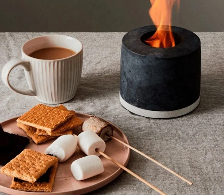 Custom Portable Small Fire Pit Bowl Concrete Table Top Fire Pit Indoor Bio Ethanol Concrete Fire Bowl