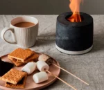 Custom Portable Small Fire Pit Bowl Concrete Table Top Fire Pit Indoor Bio Ethanol Concrete Fire Bowl