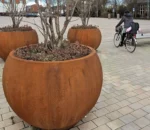 Garden Corten Steel Rustic Large Bowl and Ball Flower Pots Planters