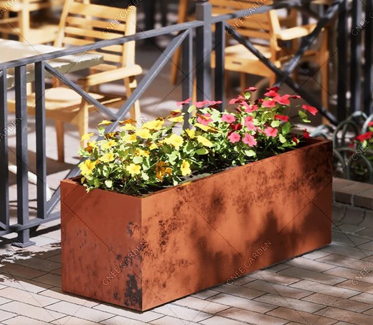 Decorative Corten Steel Planter Box Planters Corten Steel Flower Pot