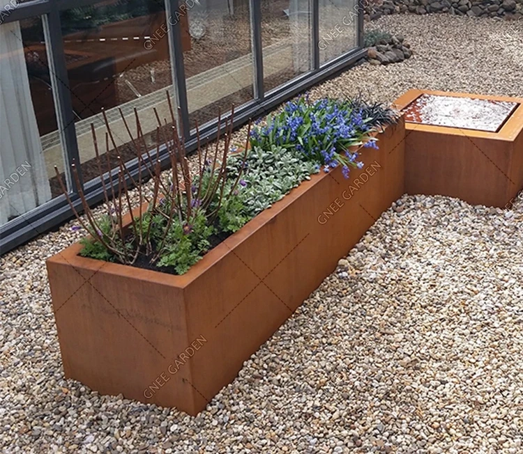 Decorative Corten Steel Planter Box Planters Corten Steel Flower Pot