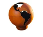 Corten Steel Map on Round Fire Ball