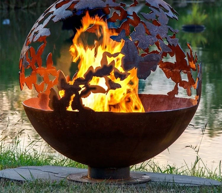 Outdoor Decoration Corten Steel Fire Sphere,Round Steel Fire Pit,fire Bowl