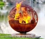 Outdoor Decoration Camping Corten Steel Metal Brazier Sphere Fire Pit Ball
