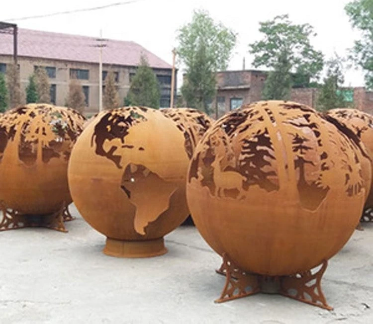 Outdoor Decoration Camping Corten Steel Metal Brazier Sphere Fire Pit Ball