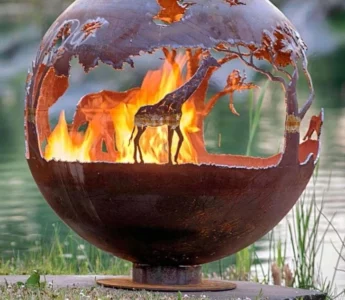 Outdoor Decoration Camping Corten Steel Metal Brazier Sphere Fire Pit Ball