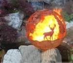 Outdoor Decoration Camping Corten Steel Metal Brazier Sphere Fire Pit Ball