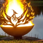Laser Cut Corten Steel Outdoor Camp Fire Ball 900mm Diameter European Style Eco-Friendly Wood Burning Fire Sphere