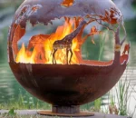 Corten Steel Fire Ball Indoor/Outdoor Chimeneas for Warmth Fire Heater