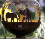 Corten Steel Garden Outdoor Fire Sphere Winter Fire Pit Ball Ornament