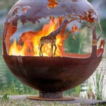 Corten Steel Garden Outdoor Fire Sphere Winter Fire Pit Ball Ornament