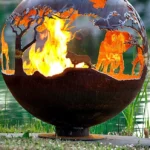 Outdoor Decorative Corten Steel Fire Sphere Ball Hollow Metal Fire Pit
