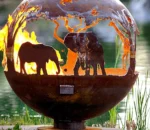Cowboy Style West Laser Cut Corten Steel Fire Pit Outdoor Patio Garden Ornament with Fire Ball Sphere