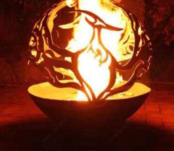 Corten Steel Metal Garden Sphere Fire Pit Elegant Outdoor Garden Decoration
