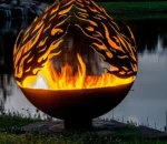 Corten Steel Metal Garden Sphere Fire Pit Elegant Outdoor Garden Decoration