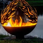 Corten Steel Metal Garden Sphere Fire Pit Elegant Outdoor Garden Decoration