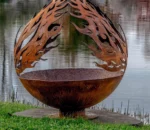 Corten Steel Metal Garden Sphere Fire Pit Elegant Outdoor Garden Decoration