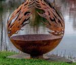 Luxury Round Globe Ball Fire Bowl Outdoor Wood Burning Smokeless Corten Steel for Garden Ornaments