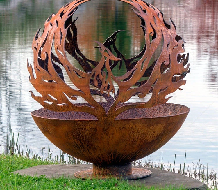 Luxury Round Globe Ball Fire Bowl Outdoor Wood Burning Smokeless Corten Steel for Garden Ornaments