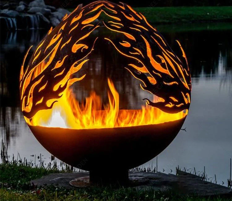 Corten Steel Metal Garden Spheres Hollow Sphere Fire Pit Outdoor Decoration with Balls