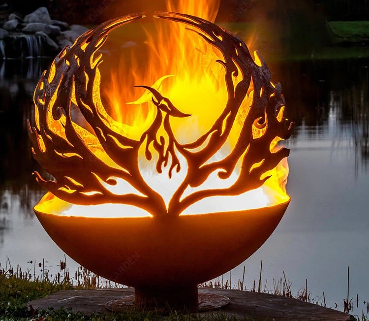 Factory Wholesale Corten Steel Fire Ball Pit Garden Ornaments