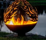Factory Wholesale Corten Steel Fire Ball Pit Garden Ornaments