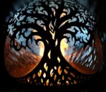 Metal Propane Fire Sphere Tree of Life Outdoor Spherical Garden Decorate Corten Steel Fire Pit Sphere for Garden Heating