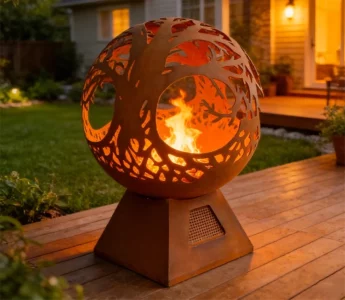 Modern Outdoor Corten Steel Sphere Fire Pit Fire Ball Eco-Friendly Powder Coated Landscaping
