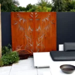 Contemporary Indoor-Outdoor Decorative Metal Room Divider Corten Steel Laser Cut Screen Panel for Home Garden Office
