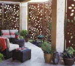 Contemporary Indoor-Outdoor Decorative Metal Room Divider Corten Steel Laser Cut Screen Panel for Home Garden Office