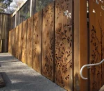 Contemporary Indoor-Outdoor Decorative Metal Room Divider Corten Steel Laser Cut Screen Panel for Home Garden Office