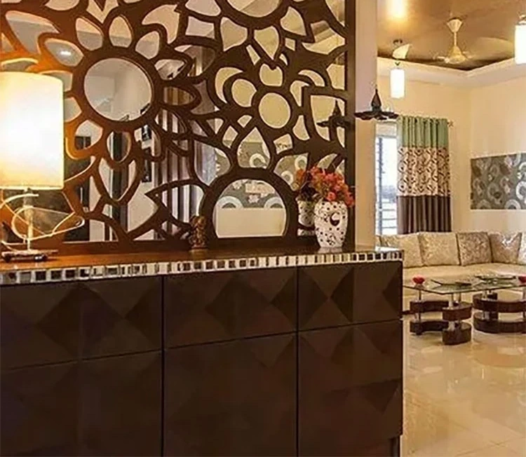 Custom Laser Cut Metal Room Divider Corten Steel Decorative Panel Privacy Screen Restaurant Partition