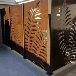 Custom Laser Cut Metal Room Divider Corten Steel Decorative Panel Privacy Screen Restaurant Partition