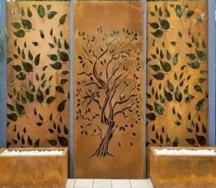 Laser Cut Corten Steel Screen Corten Steel Folding Screen Corten Steel Rust Screen Partition Panel