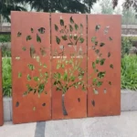 Modern Garden Screening Corten Steel Laser Cut Metal Screen with Customizable Color and Frameless Design