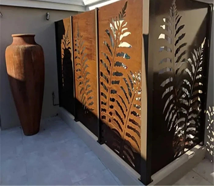 Corten Steel Garden Fence Screen Set Laser Cut Metal Screen