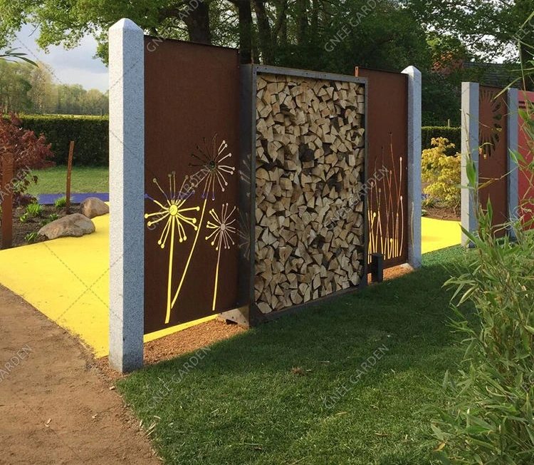 Contemporary Metal Garden Screens Outdoor Laser Print Corten Steel Privacy Screen