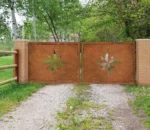 Garden Corten Steel Garage Door with 3D Modeling Service Pressure Treated Wood Nature-inspired Corten Steel Door and Window