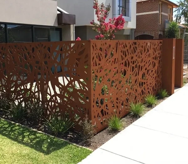 Corten Steel Garden Screen Modern Design Laser-Cut Metal Panels