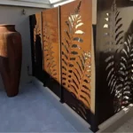 Modern Design Corten Steel Garden Planters with Laser Cut Decorative Privacy Screens Metal Material