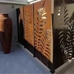 Modern Outdoor Garden Screening Laser Cut Corten Steel Screen Durable Metal Design