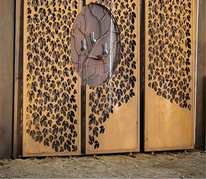 Modern Outdoor Decorative Laser-Cut Corten Steel Screens Rustic Metal Privacy Screens